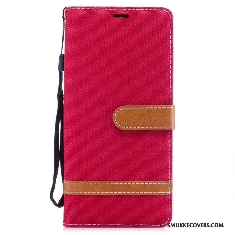 Etui Samsung Galaxy Note 8 Tasker Denim Trend, Cover Samsung Galaxy Note 8 Folio Rød