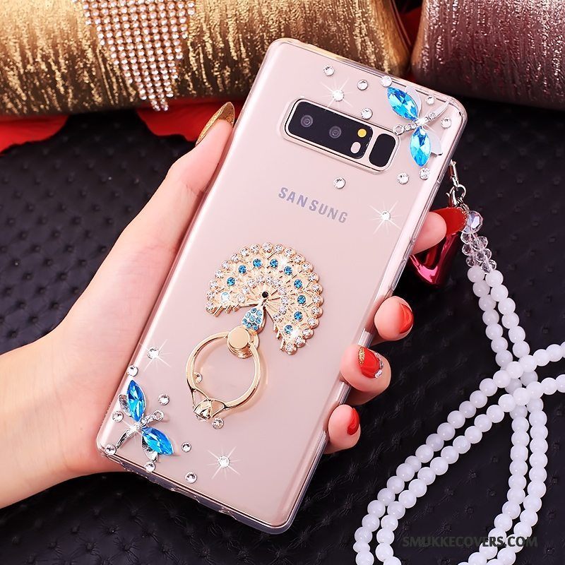 Etui Samsung Galaxy Note 8 Tasker Lyserød Telefon, Cover Samsung Galaxy Note 8 Beskyttelse Hængende Ornamenter Ring