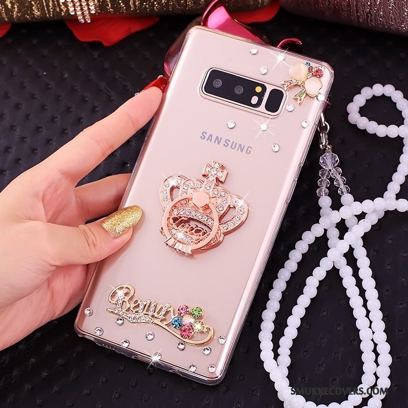 Etui Samsung Galaxy Note 8 Tasker Lyserød Telefon, Cover Samsung Galaxy Note 8 Beskyttelse Hængende Ornamenter Ring