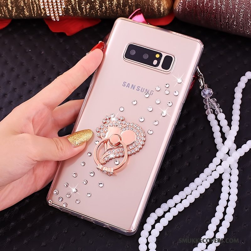 Etui Samsung Galaxy Note 8 Tasker Lyserød Telefon, Cover Samsung Galaxy Note 8 Beskyttelse Hængende Ornamenter Ring