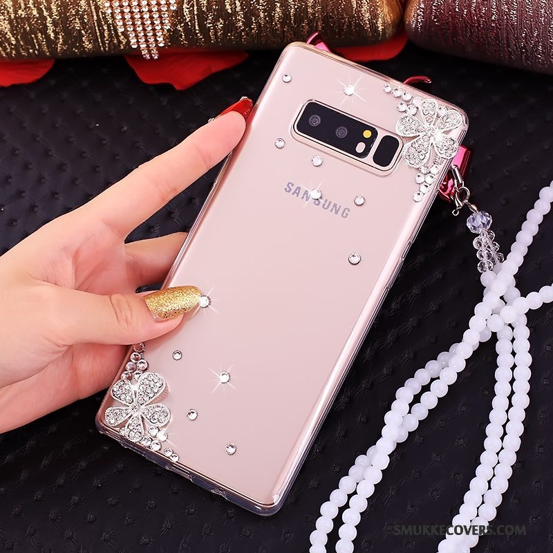 Etui Samsung Galaxy Note 8 Tasker Lyserød Telefon, Cover Samsung Galaxy Note 8 Beskyttelse Hængende Ornamenter Ring