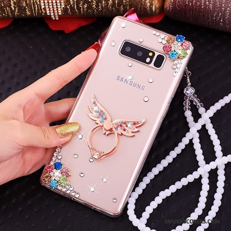 Etui Samsung Galaxy Note 8 Tasker Lyserød Telefon, Cover Samsung Galaxy Note 8 Beskyttelse Hængende Ornamenter Ring