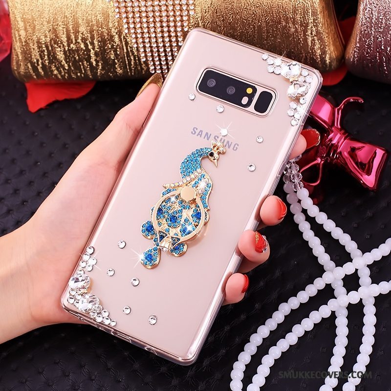 Etui Samsung Galaxy Note 8 Tasker Lyserød Telefon, Cover Samsung Galaxy Note 8 Beskyttelse Hængende Ornamenter Ring