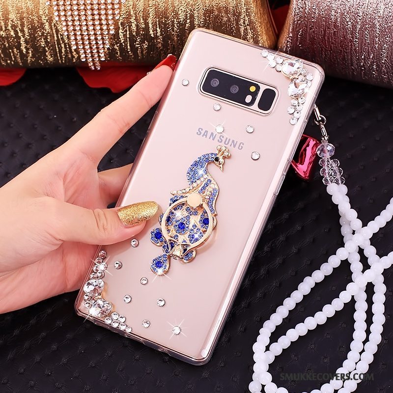 Etui Samsung Galaxy Note 8 Tasker Lyserød Telefon, Cover Samsung Galaxy Note 8 Beskyttelse Hængende Ornamenter Ring