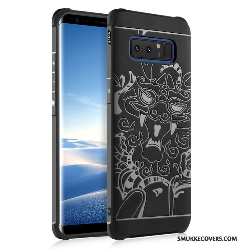 Etui Samsung Galaxy Note 8 Tasker Sort Trend, Cover Samsung Galaxy Note 8 Silikone Anti-fald Telefon