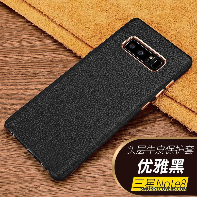 Etui Samsung Galaxy Note 8 Tasker Telefonbusiness, Cover Samsung Galaxy Note 8 Læder Sort Anti-fald