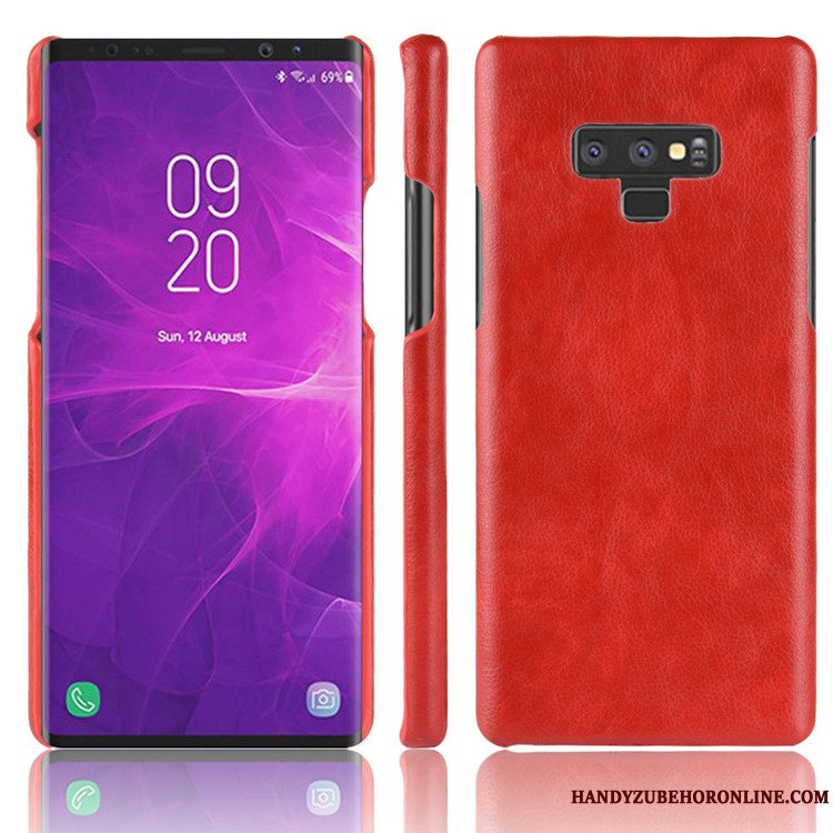 Etui Samsung Galaxy Note 9 Læder Anti-fald Hård, Cover Samsung Galaxy Note 9 Beskyttelse Rød Litchi