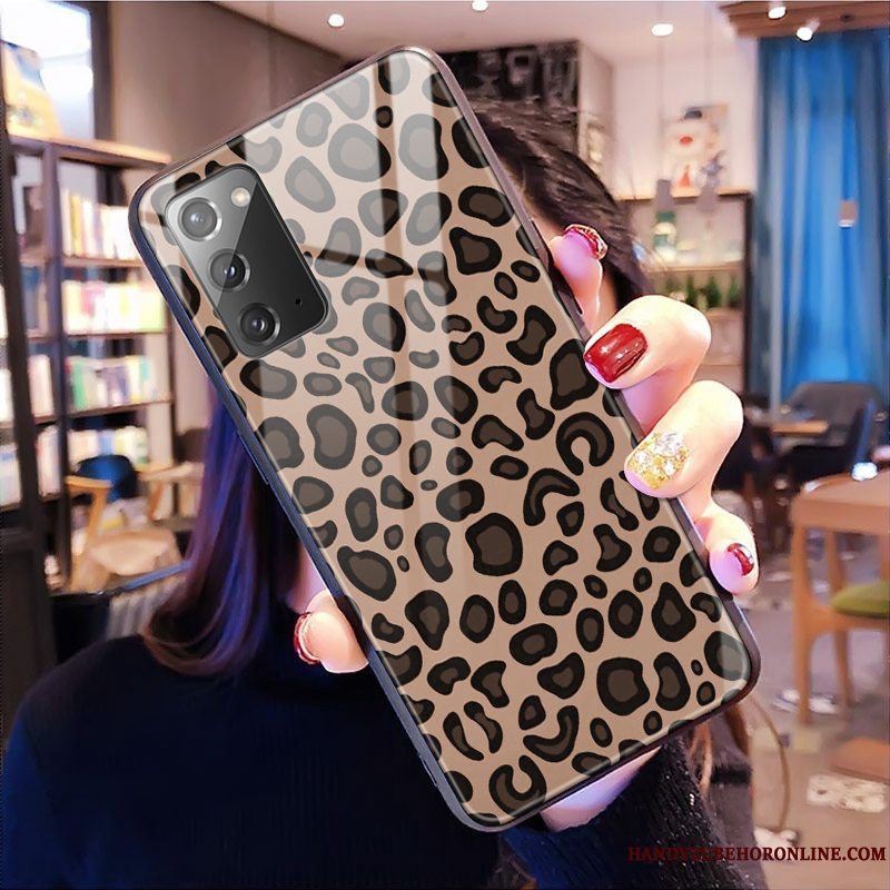 Etui Samsung Galaxy Note20 Telefonglas, Cover Samsung Galaxy Note20 Lyserød Leopard