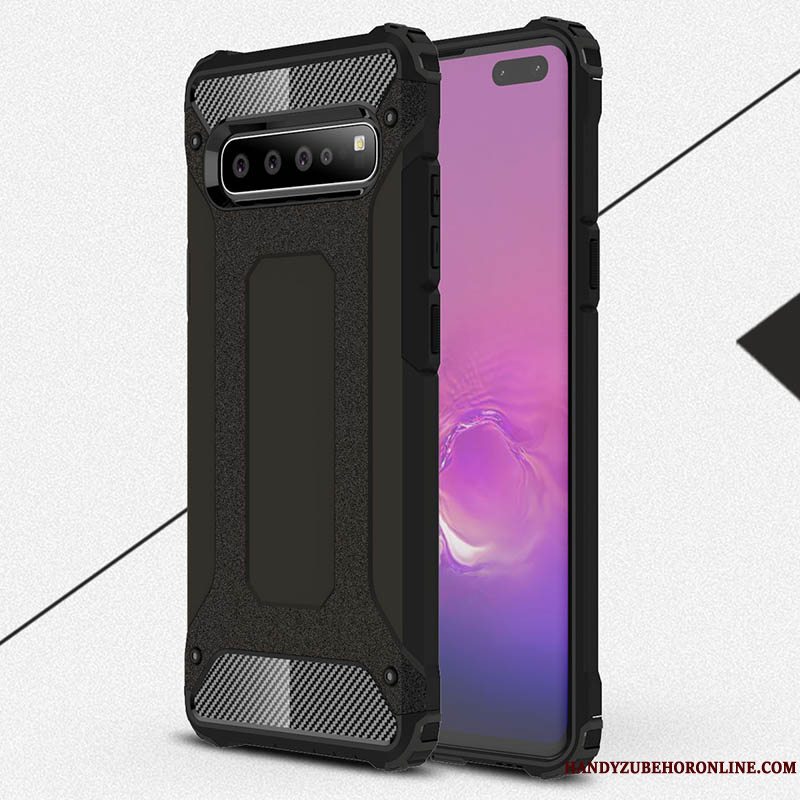 Etui Samsung Galaxy S10 5g Kreativ Nubuck Tykke, Cover Samsung Galaxy S10 5g Tasker Anti-fald Blå