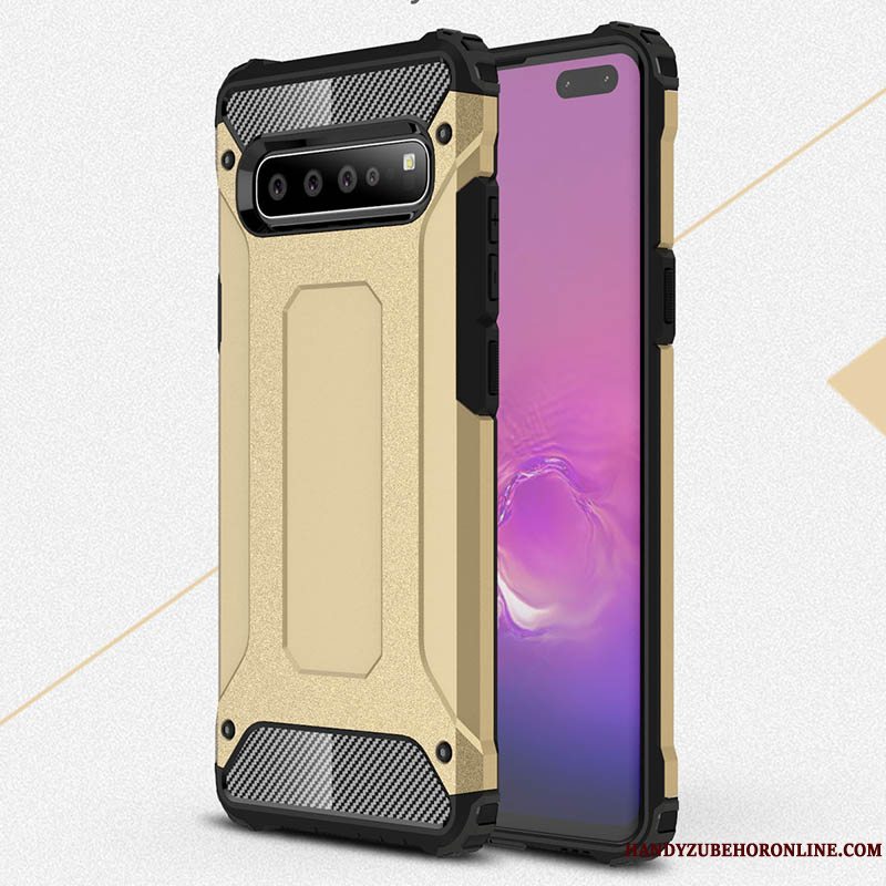 Etui Samsung Galaxy S10 5g Kreativ Nubuck Tykke, Cover Samsung Galaxy S10 5g Tasker Anti-fald Blå