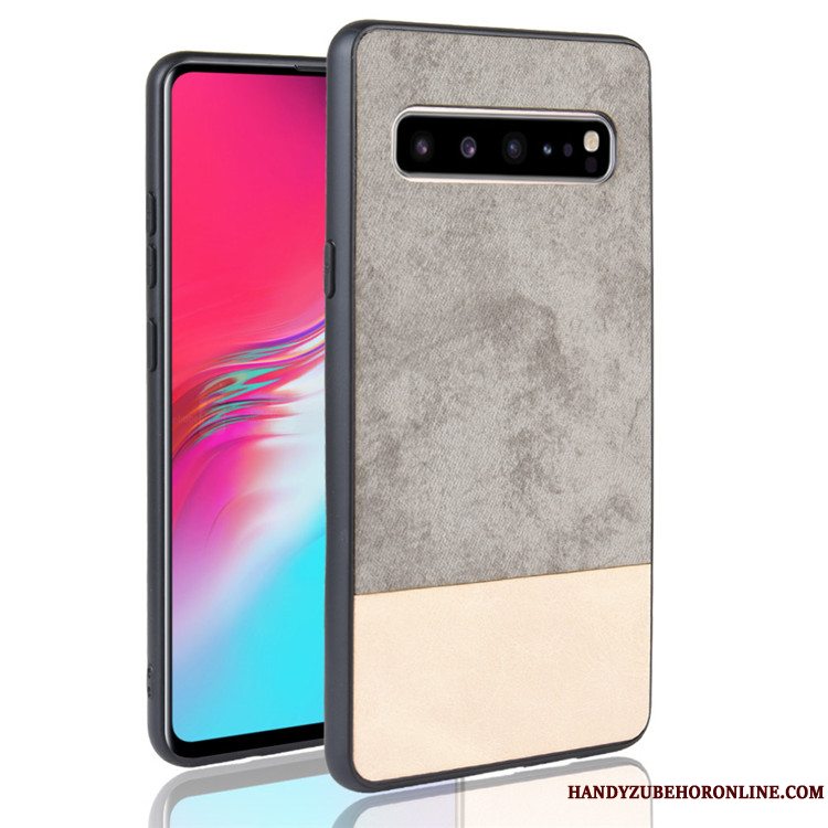 Etui Samsung Galaxy S10 5g Læder Denim Sort, Cover Samsung Galaxy S10 5g Beskyttelse Blandede Farver Telefon