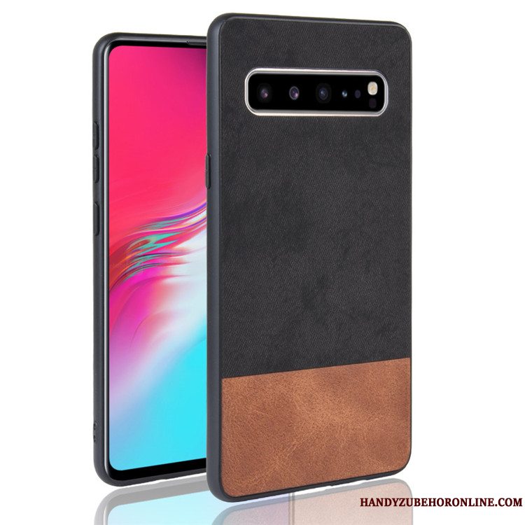 Etui Samsung Galaxy S10 5g Læder Denim Sort, Cover Samsung Galaxy S10 5g Beskyttelse Blandede Farver Telefon