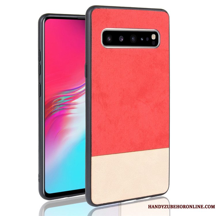 Etui Samsung Galaxy S10 5g Læder Denim Sort, Cover Samsung Galaxy S10 5g Beskyttelse Blandede Farver Telefon