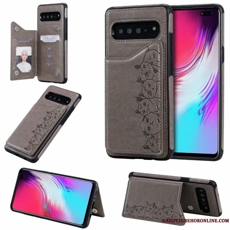 Etui Samsung Galaxy S10 5g Læder Telefonkat, Cover Samsung Galaxy S10 5g Cartoon Lilla Anti-fald