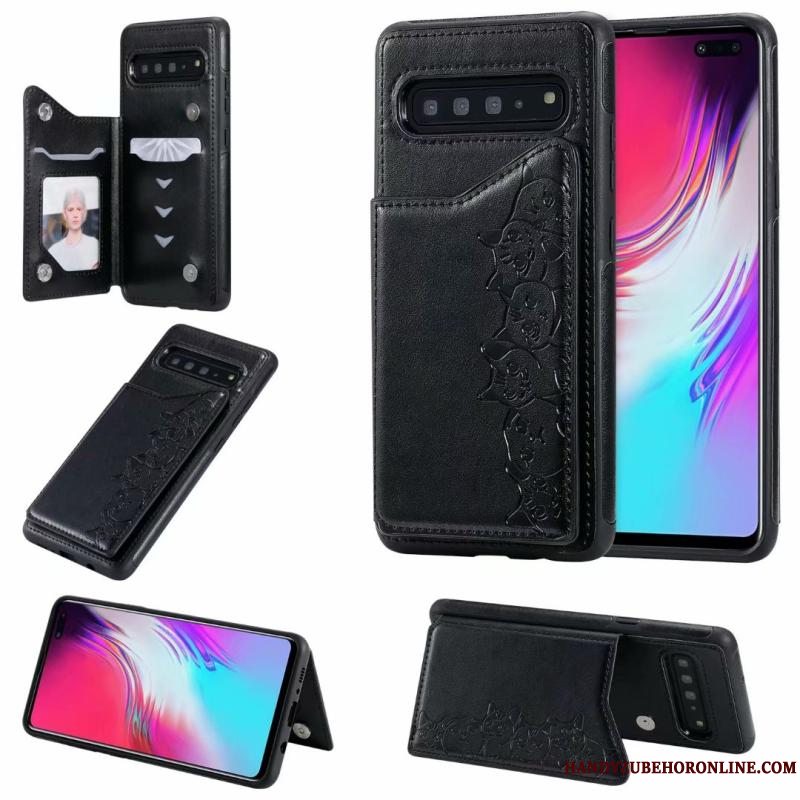 Etui Samsung Galaxy S10 5g Læder Telefonkat, Cover Samsung Galaxy S10 5g Cartoon Lilla Anti-fald