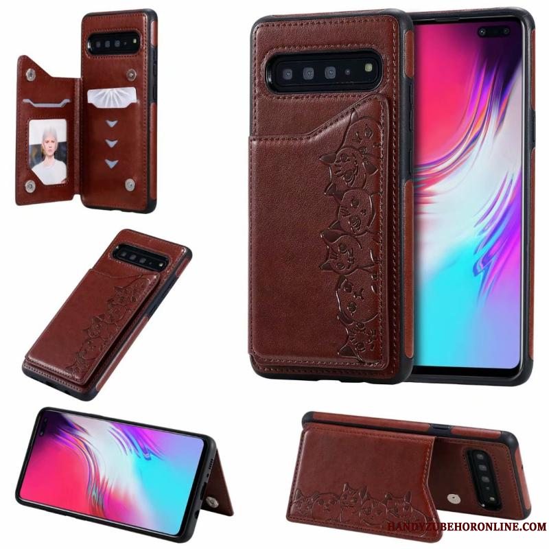 Etui Samsung Galaxy S10 5g Læder Telefonkat, Cover Samsung Galaxy S10 5g Cartoon Lilla Anti-fald