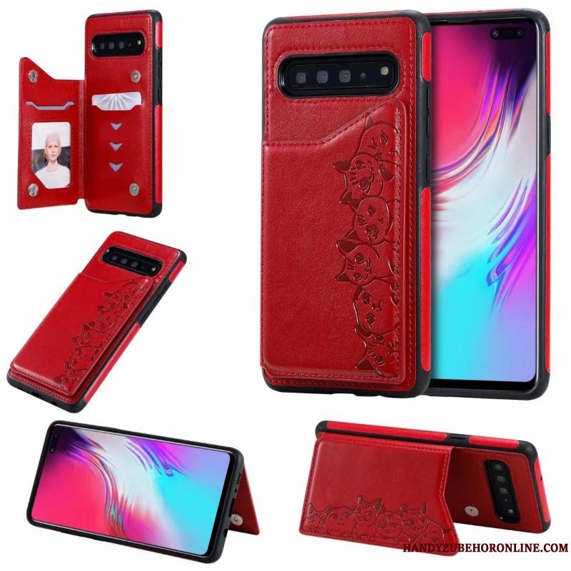 Etui Samsung Galaxy S10 5g Læder Telefonkat, Cover Samsung Galaxy S10 5g Cartoon Lilla Anti-fald