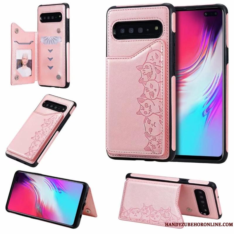 Etui Samsung Galaxy S10 5g Læder Telefonkat, Cover Samsung Galaxy S10 5g Cartoon Lilla Anti-fald