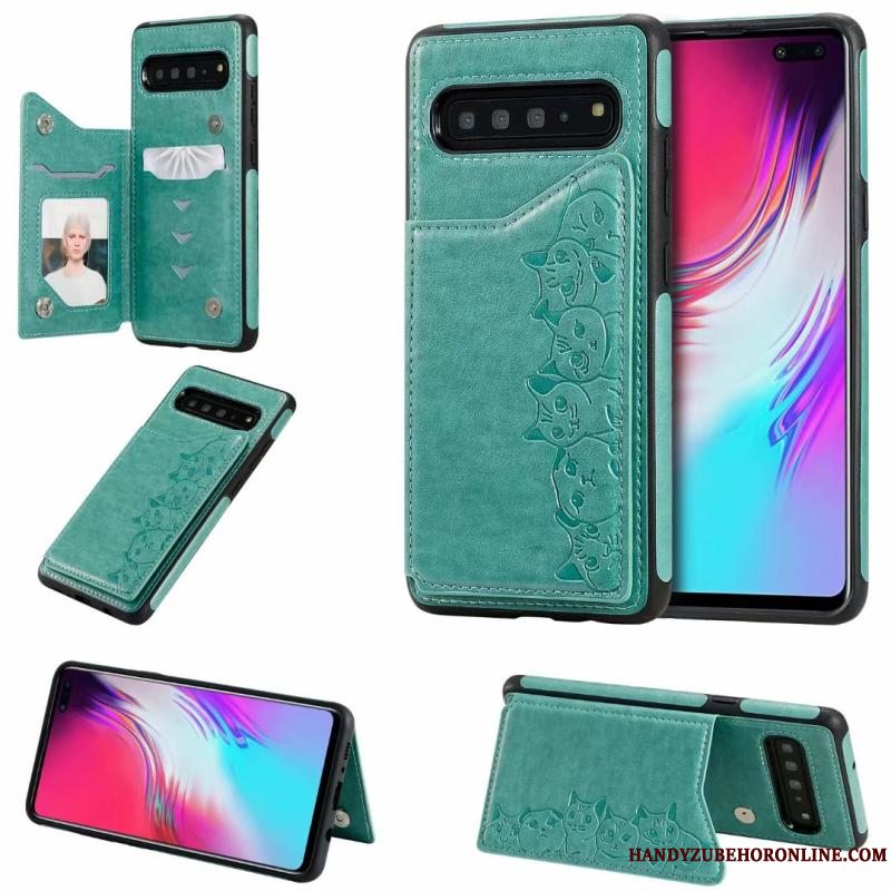 Etui Samsung Galaxy S10 5g Læder Telefonkat, Cover Samsung Galaxy S10 5g Cartoon Lilla Anti-fald