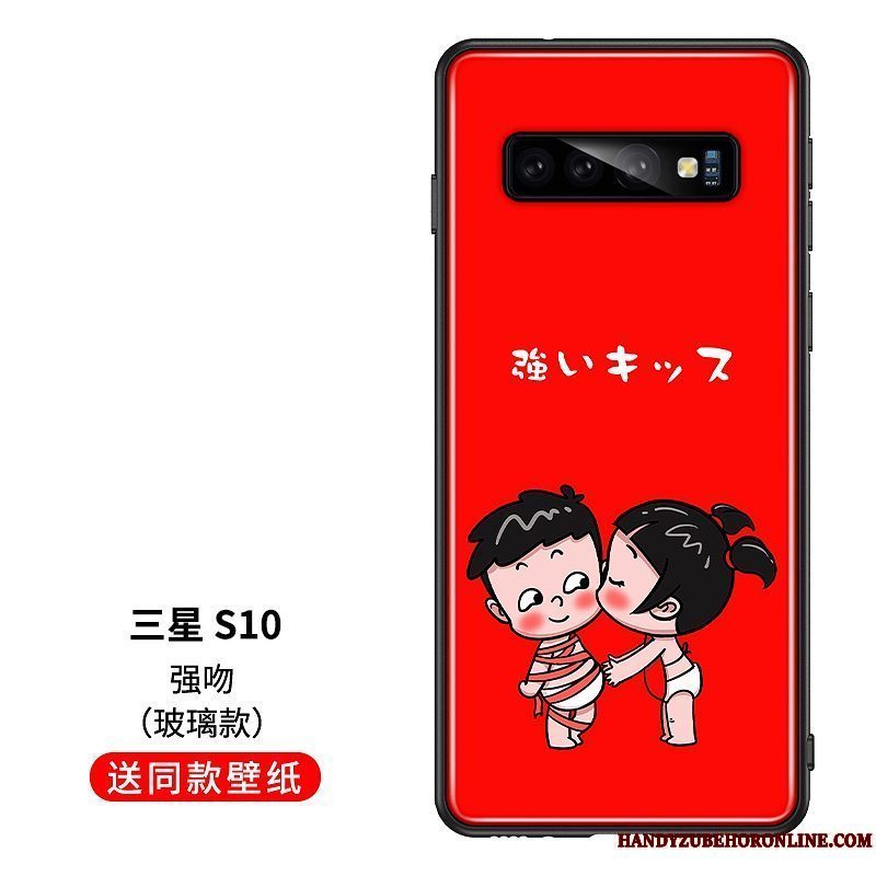 Etui Samsung Galaxy S10 Beskyttelse Af Personlighed Telefon, Cover Samsung Galaxy S10 Tasker Rød Glas