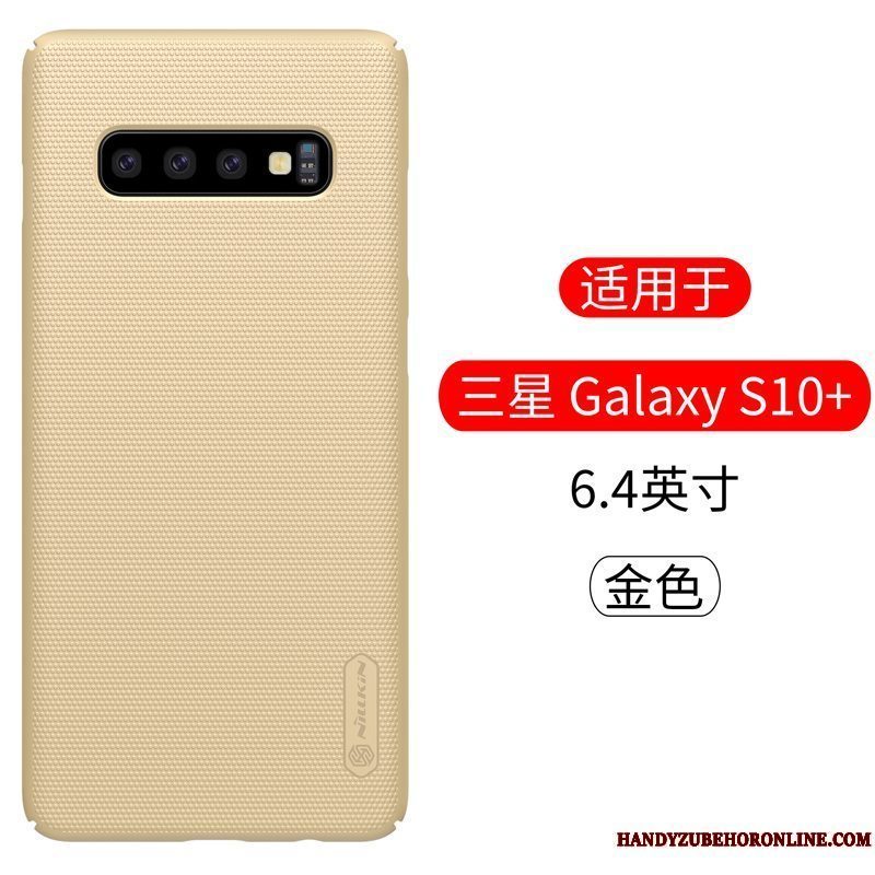 Etui Samsung Galaxy S10+ Beskyttelse Anti-fald Nubuck, Cover Samsung Galaxy S10+ Guld Telefon