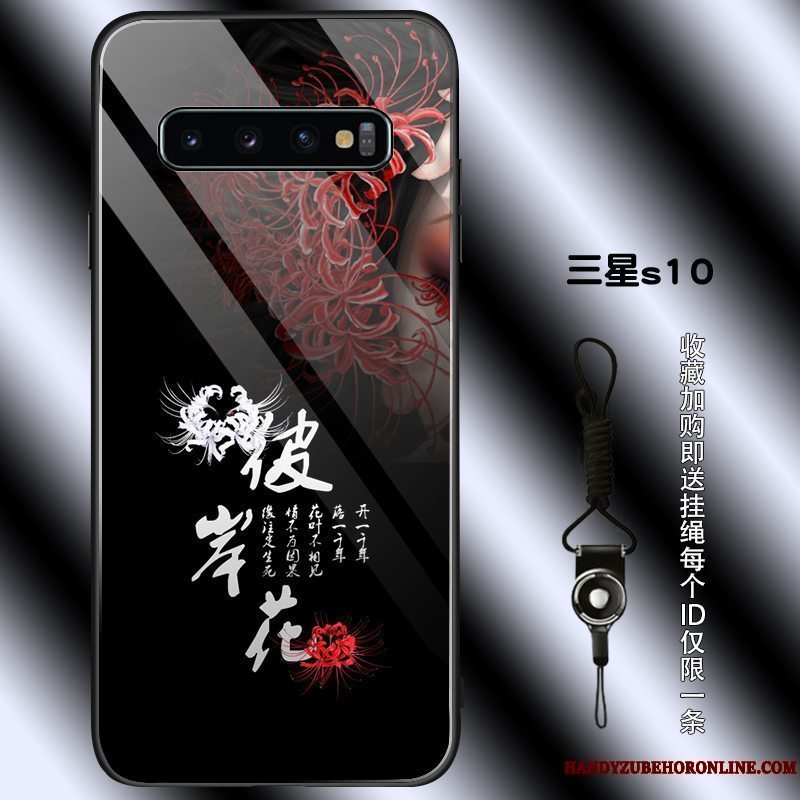 Etui Samsung Galaxy S10 Beskyttelse Cherry Lilla, Cover Samsung Galaxy S10 Tasker Trendy Glas