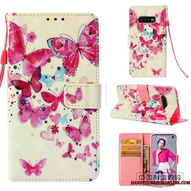 Etui Samsung Galaxy S10+ Beskyttelse Lyserød, Cover Samsung Galaxy S10+ Tegnebog