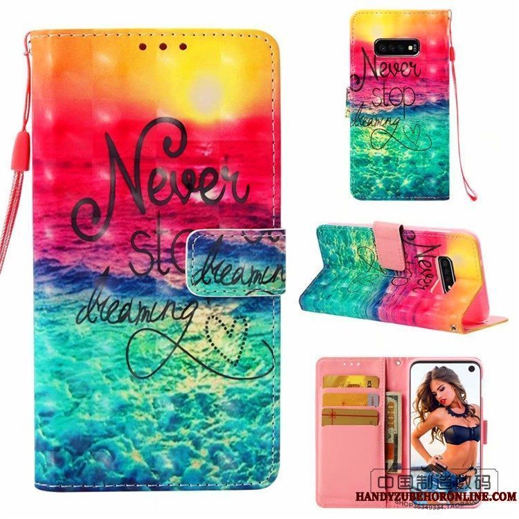 Etui Samsung Galaxy S10+ Beskyttelse Lyserød, Cover Samsung Galaxy S10+ Tegnebog