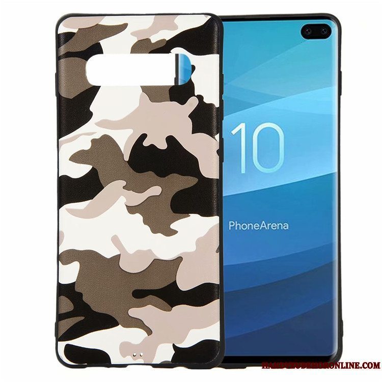 Etui Samsung Galaxy S10 Beskyttelse Ny Anti-fald, Cover Samsung Galaxy S10 Tasker Camouflage Hvid