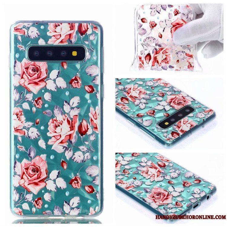 Etui Samsung Galaxy S10 Blød Gennemsigtig Mønster, Cover Samsung Galaxy S10 Cartoon Af Personlighed Grøn