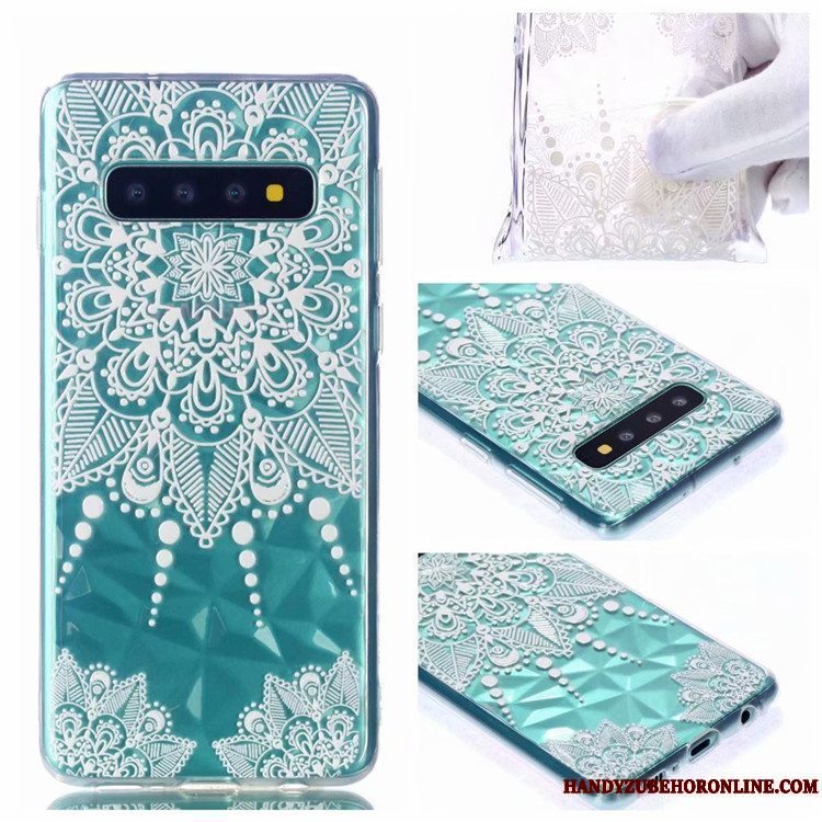 Etui Samsung Galaxy S10 Blød Gennemsigtig Mønster, Cover Samsung Galaxy S10 Cartoon Af Personlighed Grøn