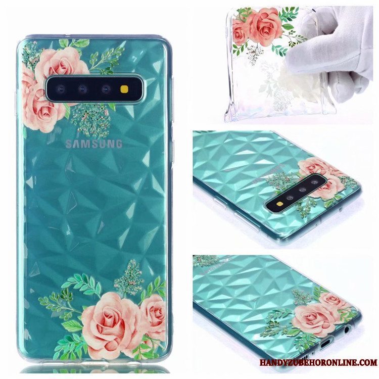 Etui Samsung Galaxy S10 Blød Gennemsigtig Mønster, Cover Samsung Galaxy S10 Cartoon Af Personlighed Grøn