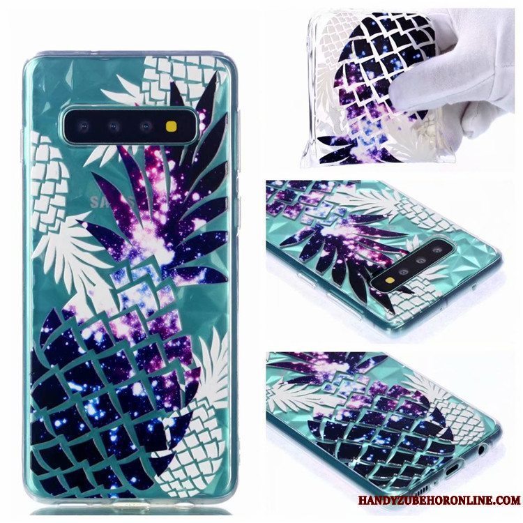 Etui Samsung Galaxy S10 Blød Gennemsigtig Mønster, Cover Samsung Galaxy S10 Cartoon Af Personlighed Grøn