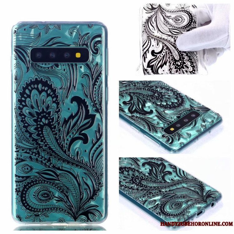 Etui Samsung Galaxy S10 Blød Gennemsigtig Mønster, Cover Samsung Galaxy S10 Cartoon Af Personlighed Grøn