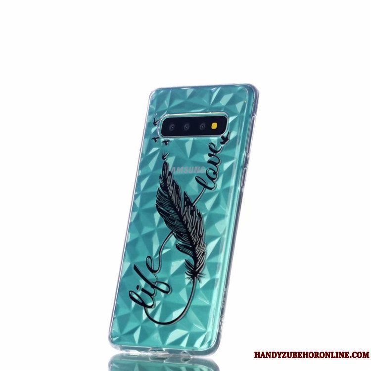 Etui Samsung Galaxy S10 Blød Gennemsigtig Mønster, Cover Samsung Galaxy S10 Cartoon Af Personlighed Grøn