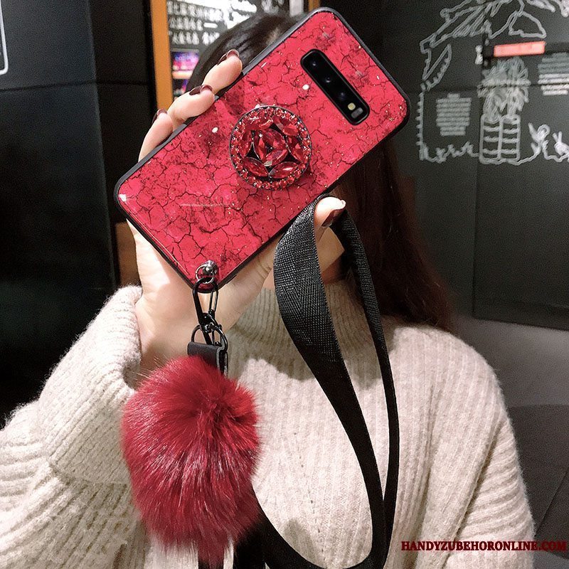 Etui Samsung Galaxy S10+ Blød Hængende Ornamenter Telefon, Cover Samsung Galaxy S10+ Beskyttelse Grøn Super