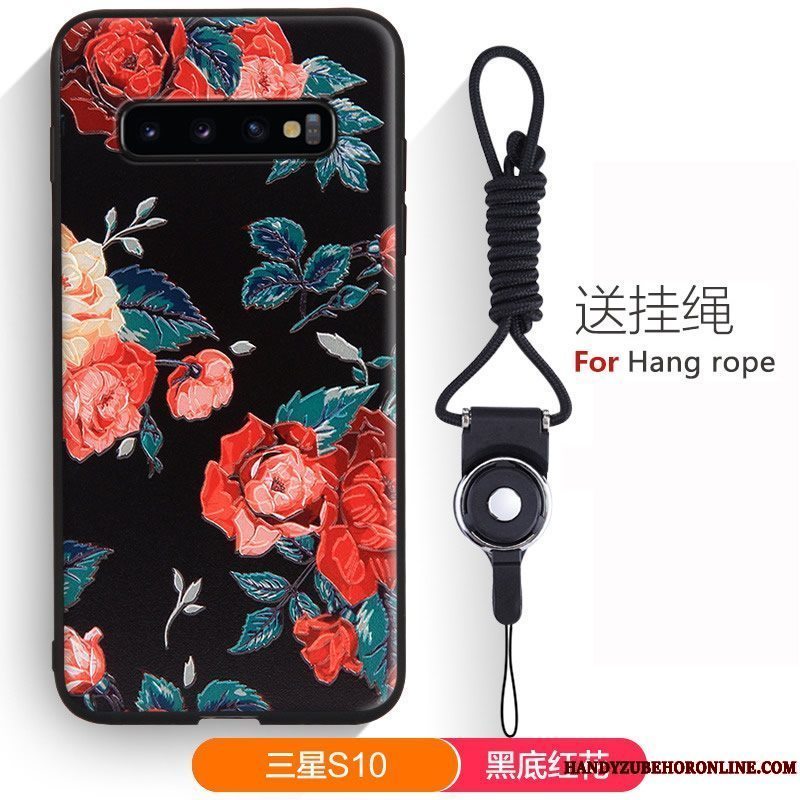 Etui Samsung Galaxy S10 Blød Smuk Telefon, Cover Samsung Galaxy S10 Cartoon Grøn Hængende Ornamenter