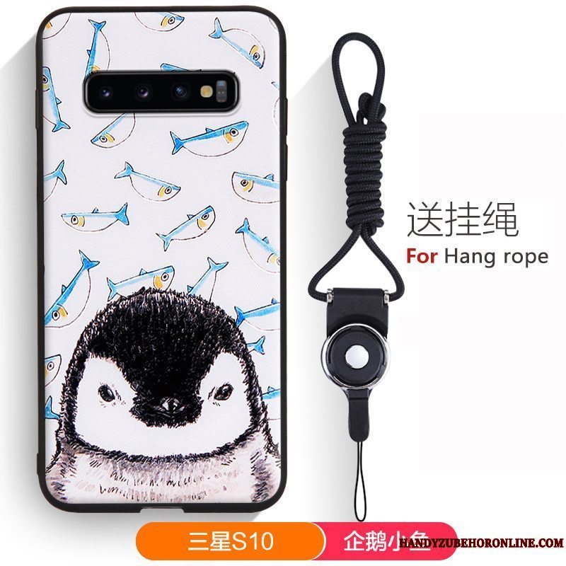 Etui Samsung Galaxy S10 Blød Smuk Telefon, Cover Samsung Galaxy S10 Cartoon Grøn Hængende Ornamenter