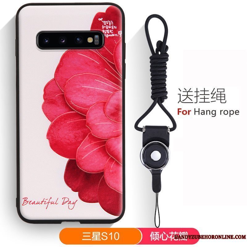 Etui Samsung Galaxy S10 Blød Smuk Telefon, Cover Samsung Galaxy S10 Cartoon Grøn Hængende Ornamenter