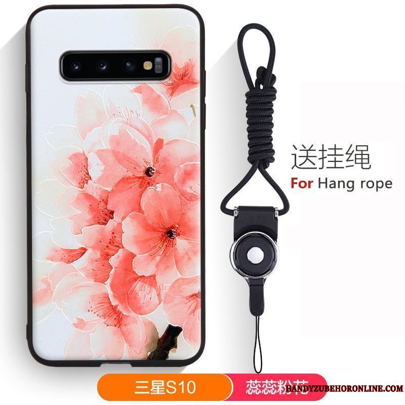 Etui Samsung Galaxy S10 Blød Smuk Telefon, Cover Samsung Galaxy S10 Cartoon Grøn Hængende Ornamenter