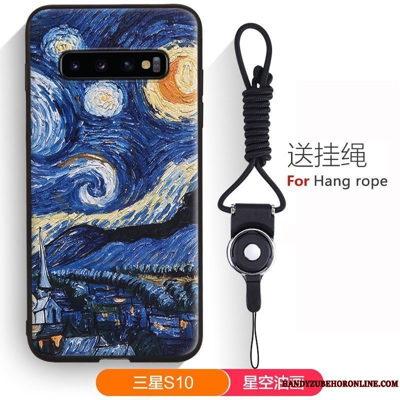 Etui Samsung Galaxy S10 Blød Smuk Telefon, Cover Samsung Galaxy S10 Cartoon Grøn Hængende Ornamenter