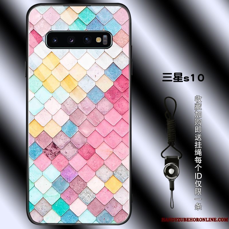 Etui Samsung Galaxy S10 Farve Farverig Telefon, Cover Samsung Galaxy S10 Beskyttelse Net Red Splejsning