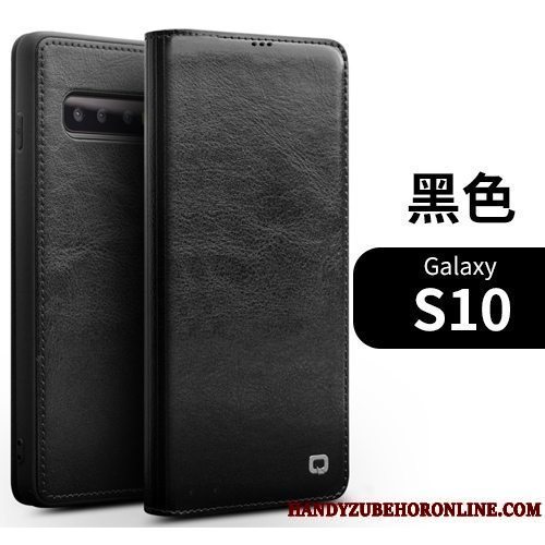 Etui Samsung Galaxy S10 Folio Business Kort, Cover Samsung Galaxy S10 Læder Sort High End
