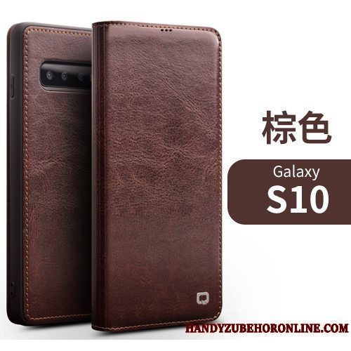 Etui Samsung Galaxy S10 Folio Business Kort, Cover Samsung Galaxy S10 Læder Sort High End