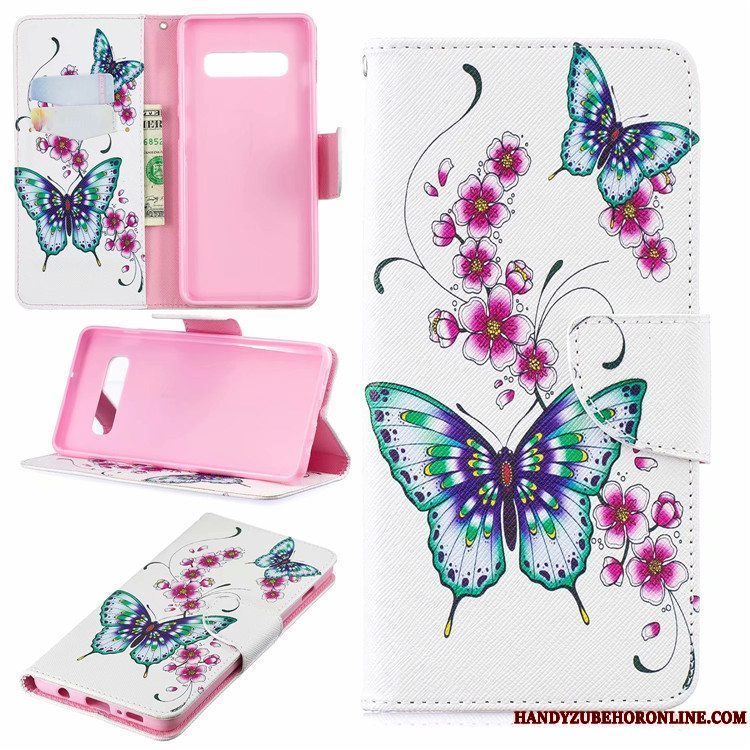 Etui Samsung Galaxy S10 Folio Europa Telefon, Cover Samsung Galaxy S10 Kreativ Kort Hvid