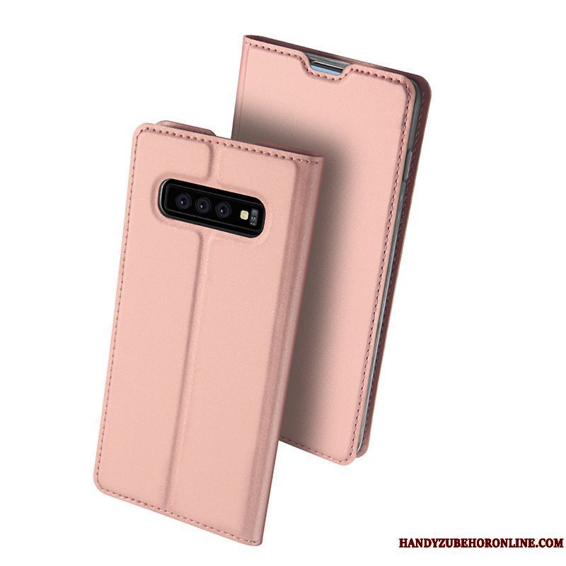 Etui Samsung Galaxy S10+ Folio Guld Business, Cover Samsung Galaxy S10+ Blød Kort Telefon