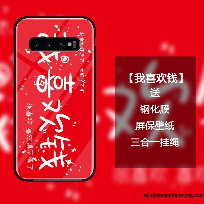Etui Samsung Galaxy S10 Kreativ Af Personlighed Net Red, Cover Samsung Galaxy S10 Beskyttelse Trendy Hærdet Glas