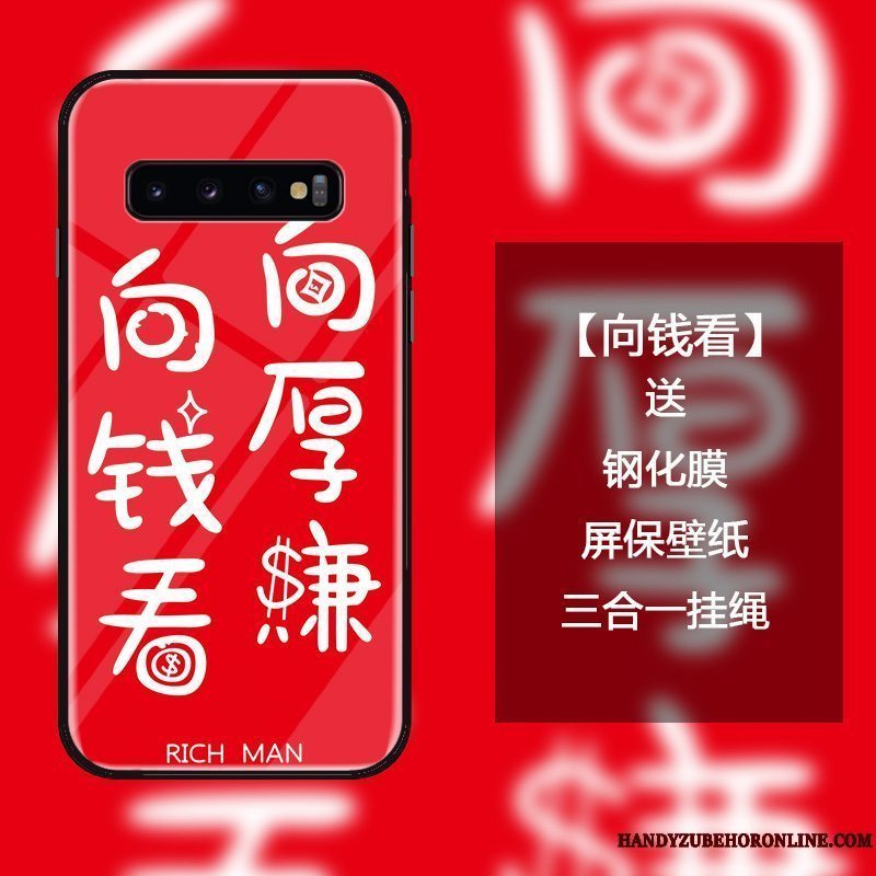 Etui Samsung Galaxy S10 Kreativ Af Personlighed Net Red, Cover Samsung Galaxy S10 Beskyttelse Trendy Hærdet Glas