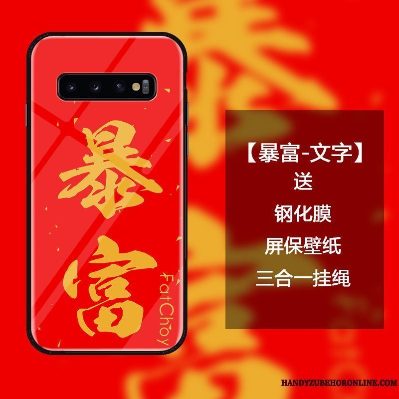 Etui Samsung Galaxy S10 Kreativ Anti-fald Rød, Cover Samsung Galaxy S10 Tasker Trend Hængende Ornamenter