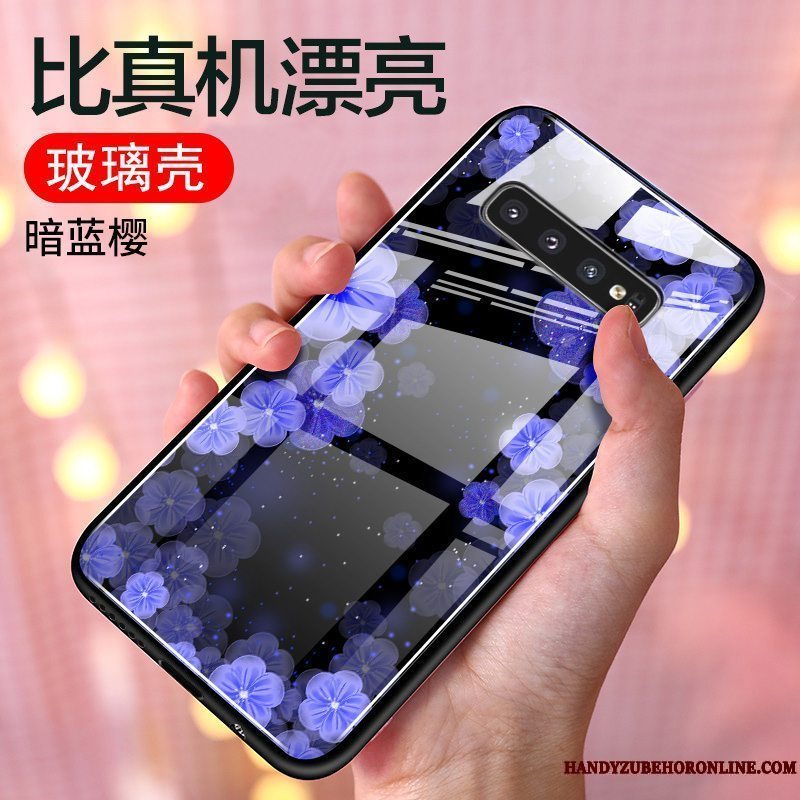 Etui Samsung Galaxy S10 Kreativ Glas Telefon, Cover Samsung Galaxy S10 Beskyttelse Anti-fald Lyserød